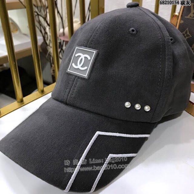 Chanel女士帽子 香奈兒線條珍珠棒球帽鴨舌帽  mm1113